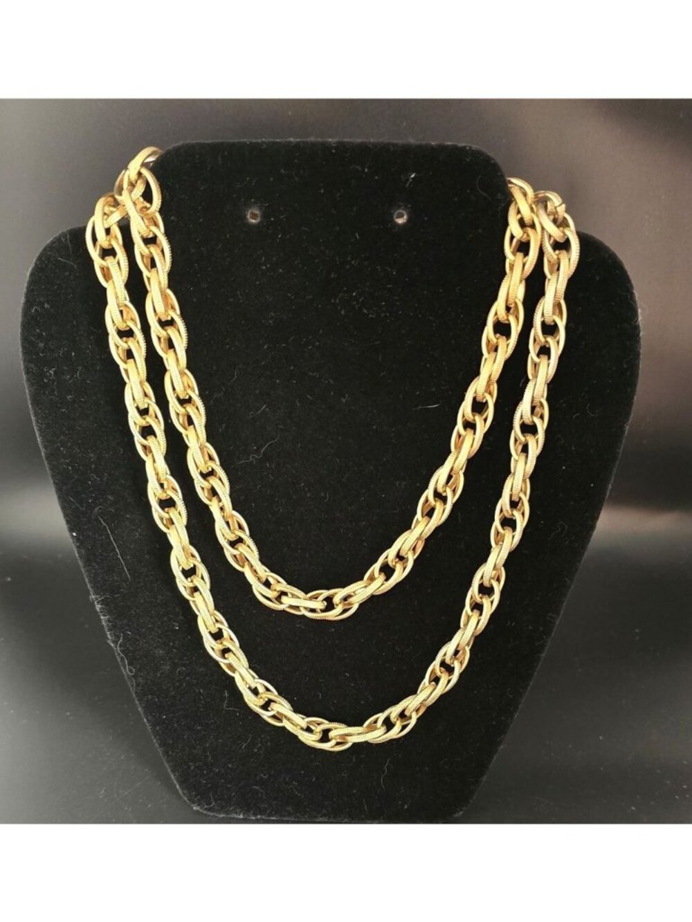 Vintage Gold Tone Chain Necklace Textured Links Donald Stannard 150.1g HEAVY